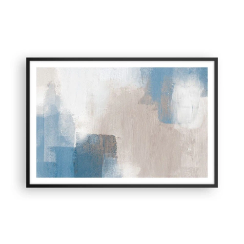 Poster în ramă neagră - Abstracție roz în spatele unui voal de albastru - 91x61 cm