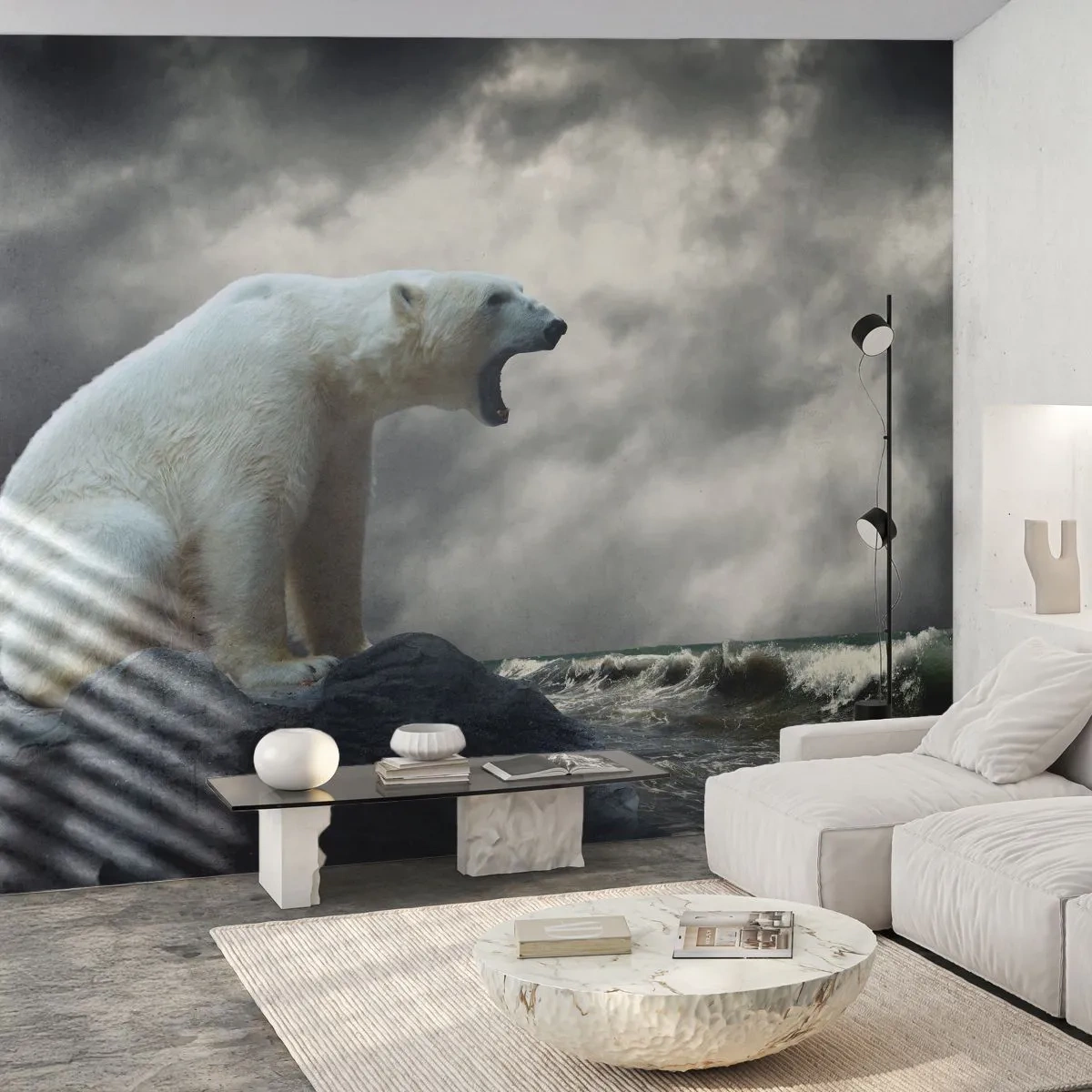 Tapet Premium Canvas - Regele singuratic al Arcticii - Animale, Urs polar, Ocean - 250x175 cm