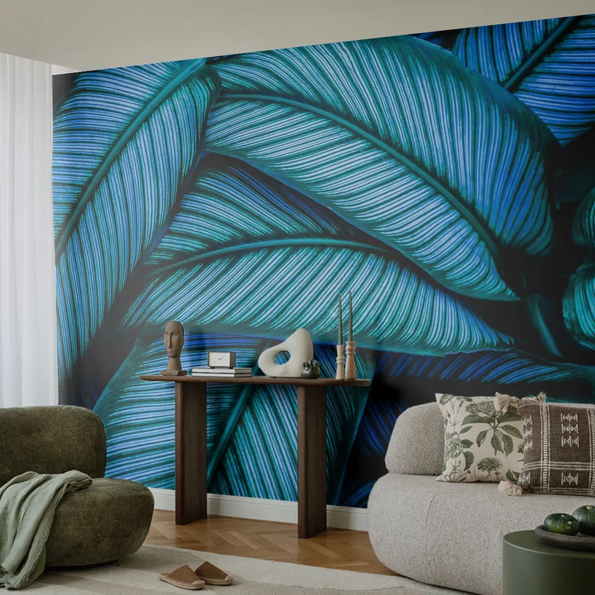 Tapet Premium Sand - Linii de viață - Frunze, Botanică, Plante - 300x210 cm