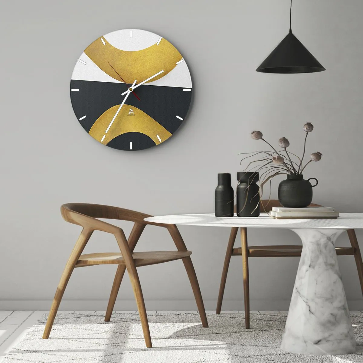 Ceas de perete - Ceas pe sticlă - În primul rând: aurul - 40x40 cm