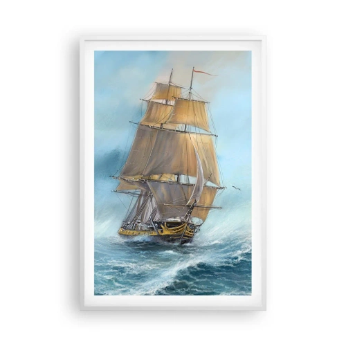 Poster în ramă albă - Rulează pe valuri - 61x91 cm