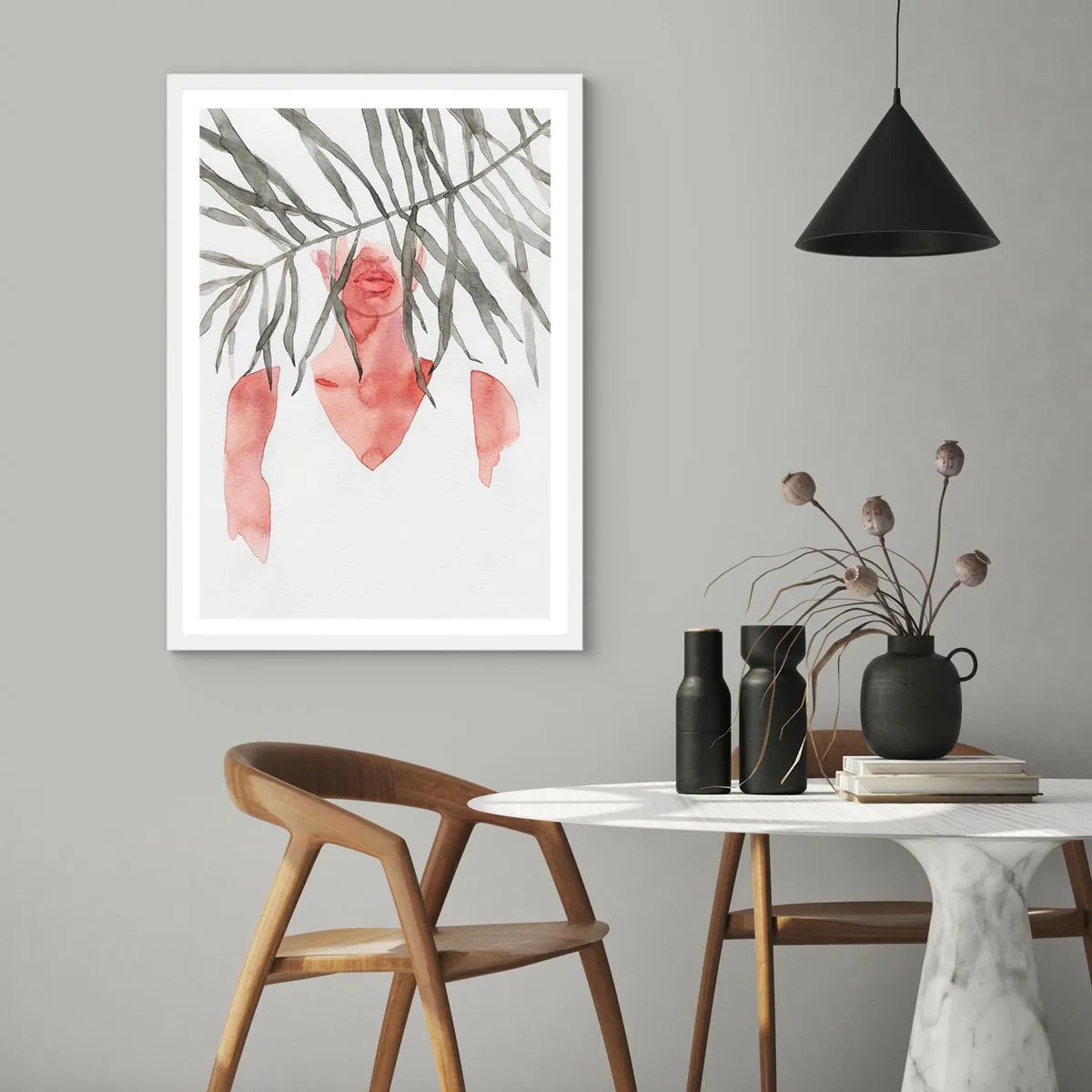 Poster în ramă albă - Doamna de la tropice - 70x100 cm