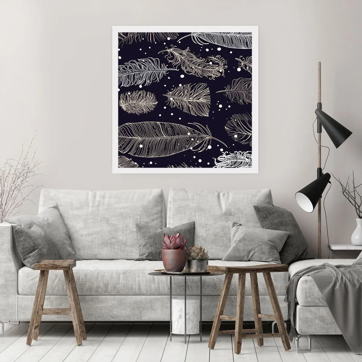 Poster - Dantelă cu pene - 60x60 cm