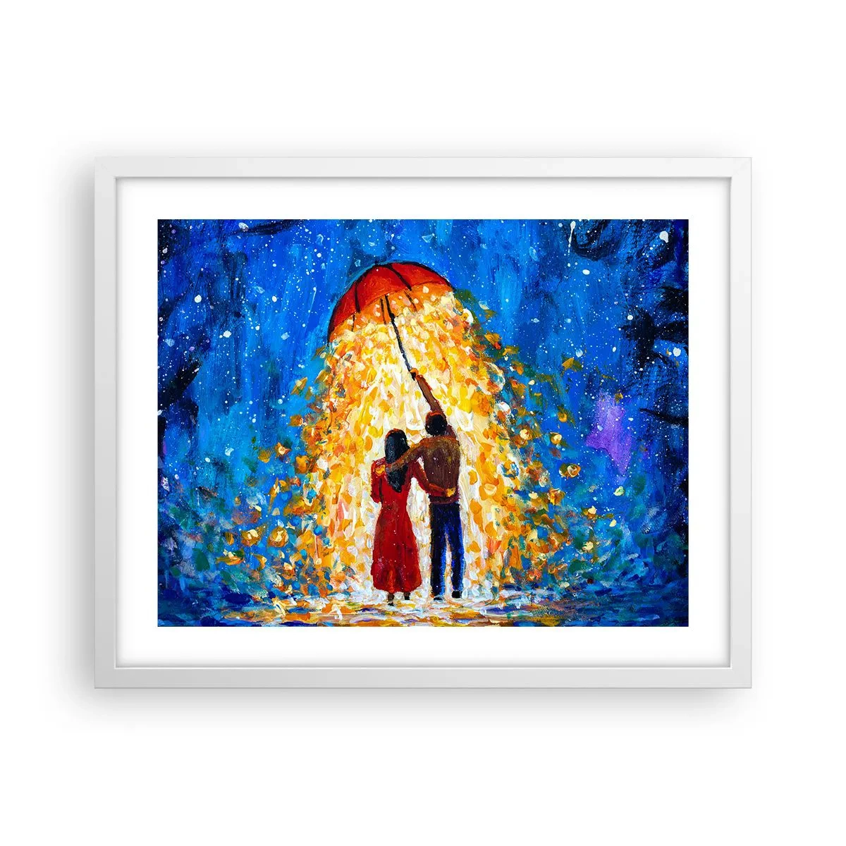 Poster în ramă albă - Magia unei seri ploioase? - 50x40 cm