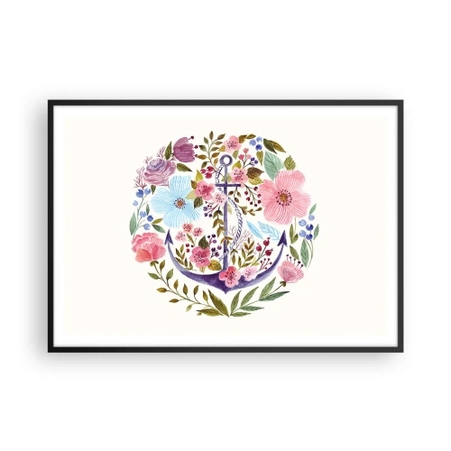 Poster în ramă neagră - Somnul bun al marinarului - 100x70 cm