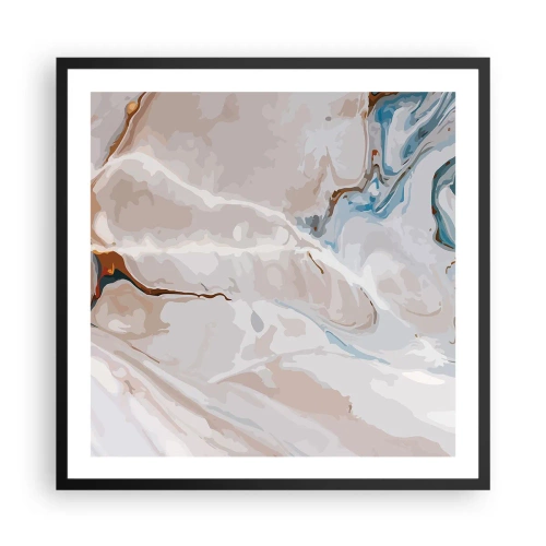 Poster în ramă neagră - Meandre albastre sub alb - 60x60 cm