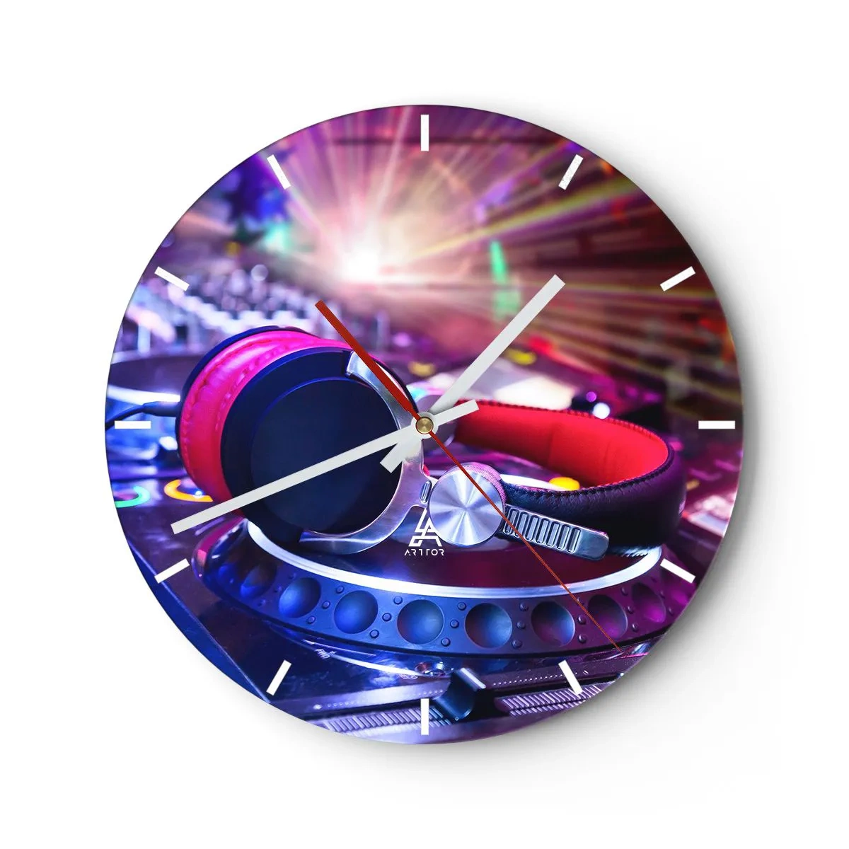 Ceas de perete - Ceas pe sticlă - Imediat începe distracția - 40x40 cm