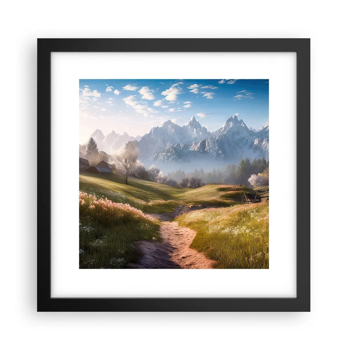 Poster în ramă neagră - Valea idilică - 30x30 cm