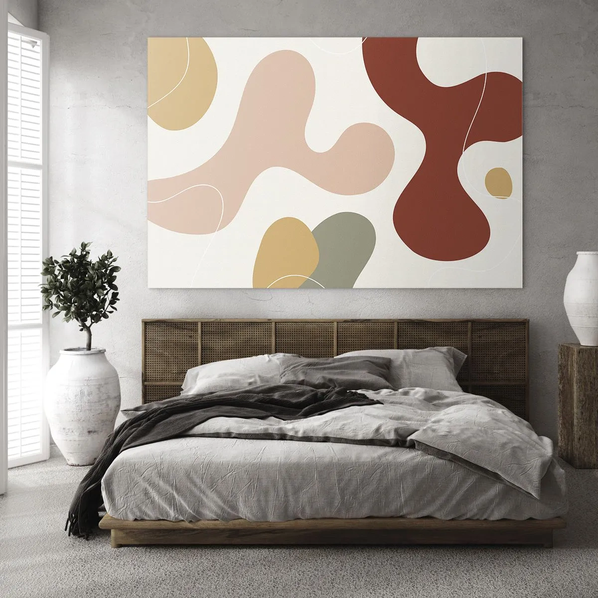 Tablou pe sticlă - Compoziție abstractă a formelor organice - 70x50cm - Pete colorate? - Decorațiune modernă pentru perete pentru living și dormitor ARTTOR