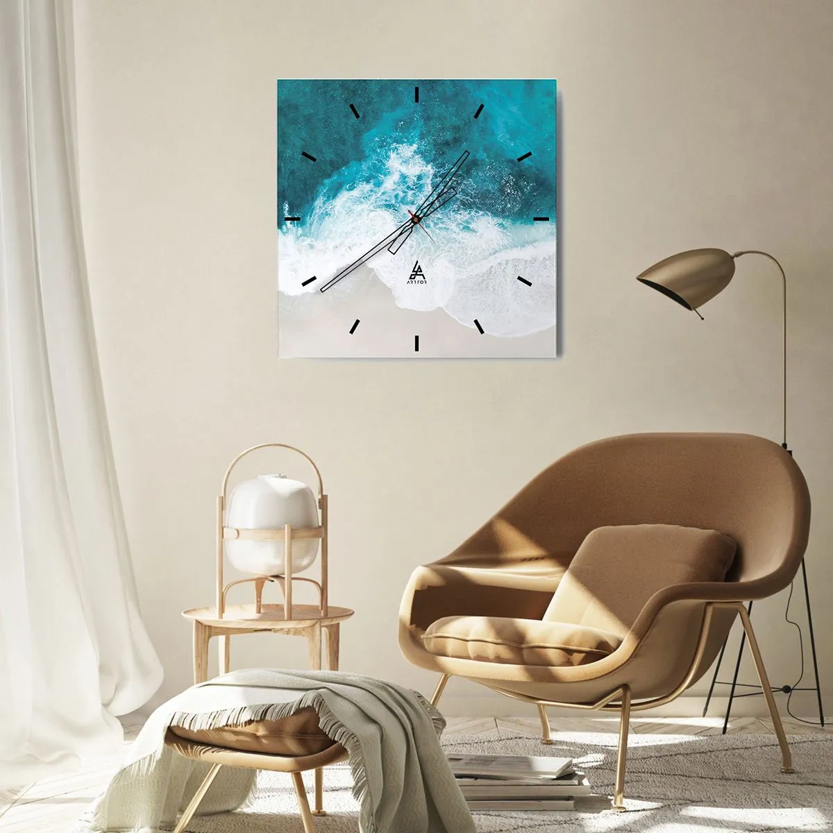 Ceas de perete - Ceas pe sticlă - Mângâiere naturală - 40x40 cm