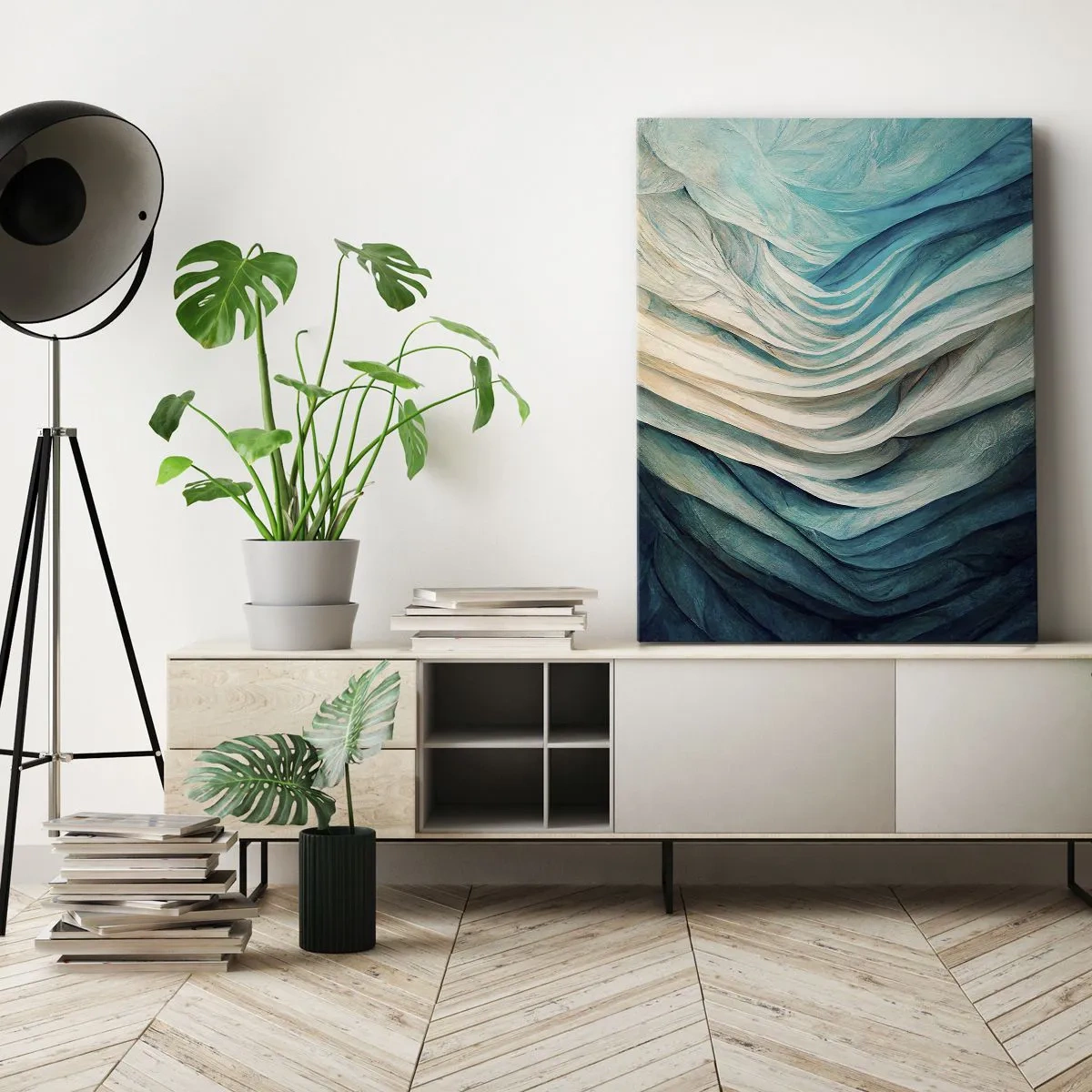 Tablou pe pânză - Insațiabilitate albastră - 55x100 cm