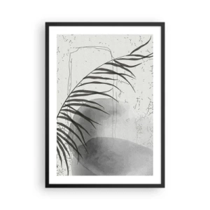 Poster în ramă neagră - O compoziție botanică minimalistă în nuanțe de gri - 50x70cm - Exotismul subtil al naturii - Decorațiune modernă pentru perete pentru living și dormitor ARTTOR