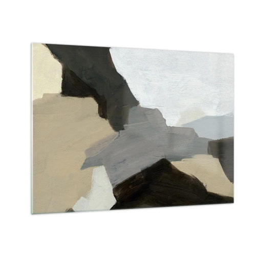 Tablou pe sticlă - O compoziție abstractă modernă în nuanțe de gri - 70x50cm - Abstracție: despărțirile griului - Decorațiune modernă pentru perete pentru living și dormitor ARTTOR