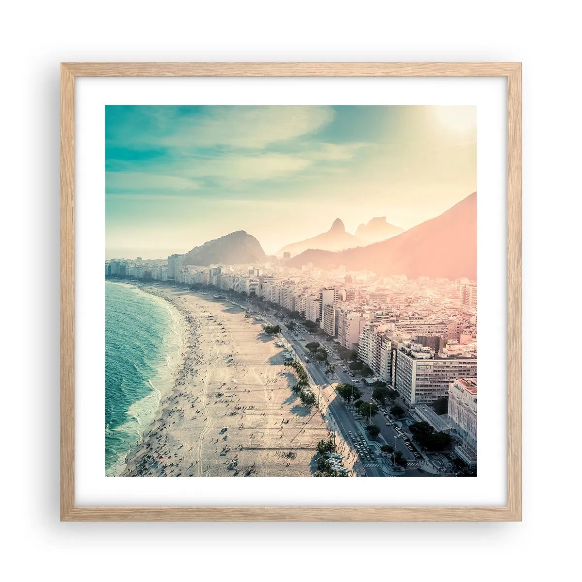 Poster în ramă de stejar deschis - Vacanță perpetuă în Rio - 50x50 cm
