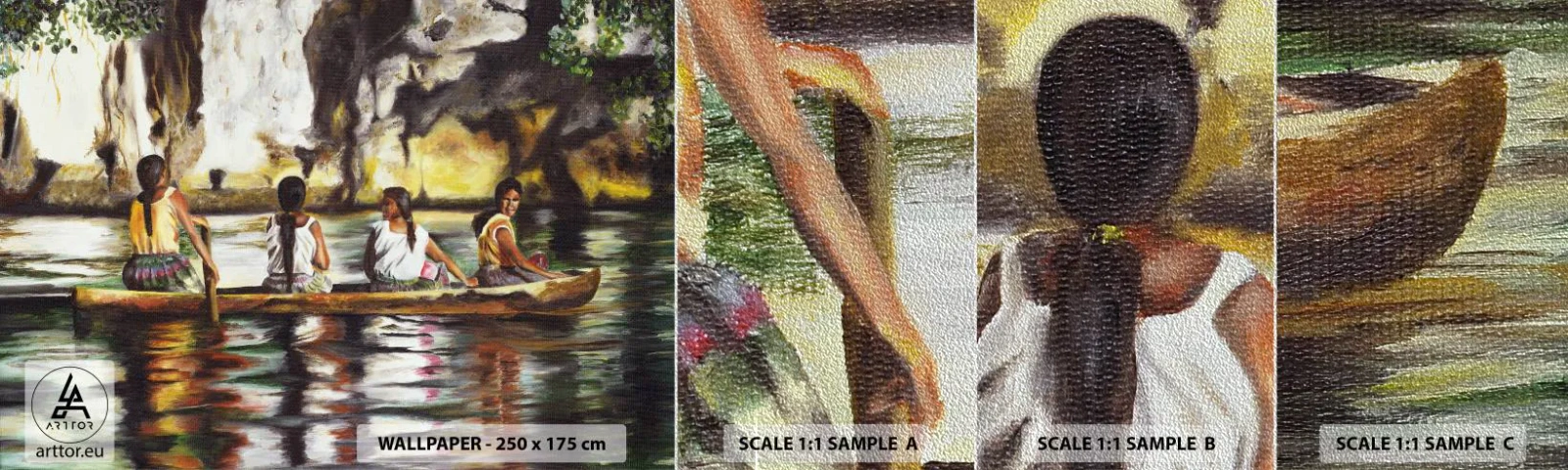 Mostră tapet Premium Sand - Într-un paradis polinezian - Călătorii, Peisaj, Râu - 100x30 cm