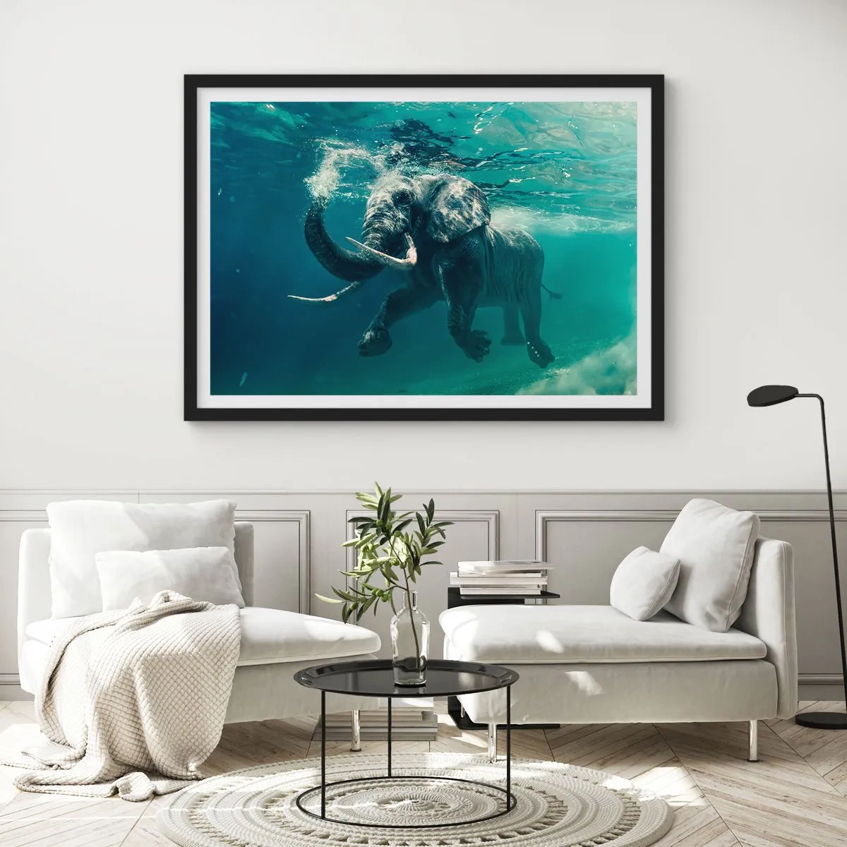 Poster în ramă neagră - Tuturor le place să înoate - 40x30 cm