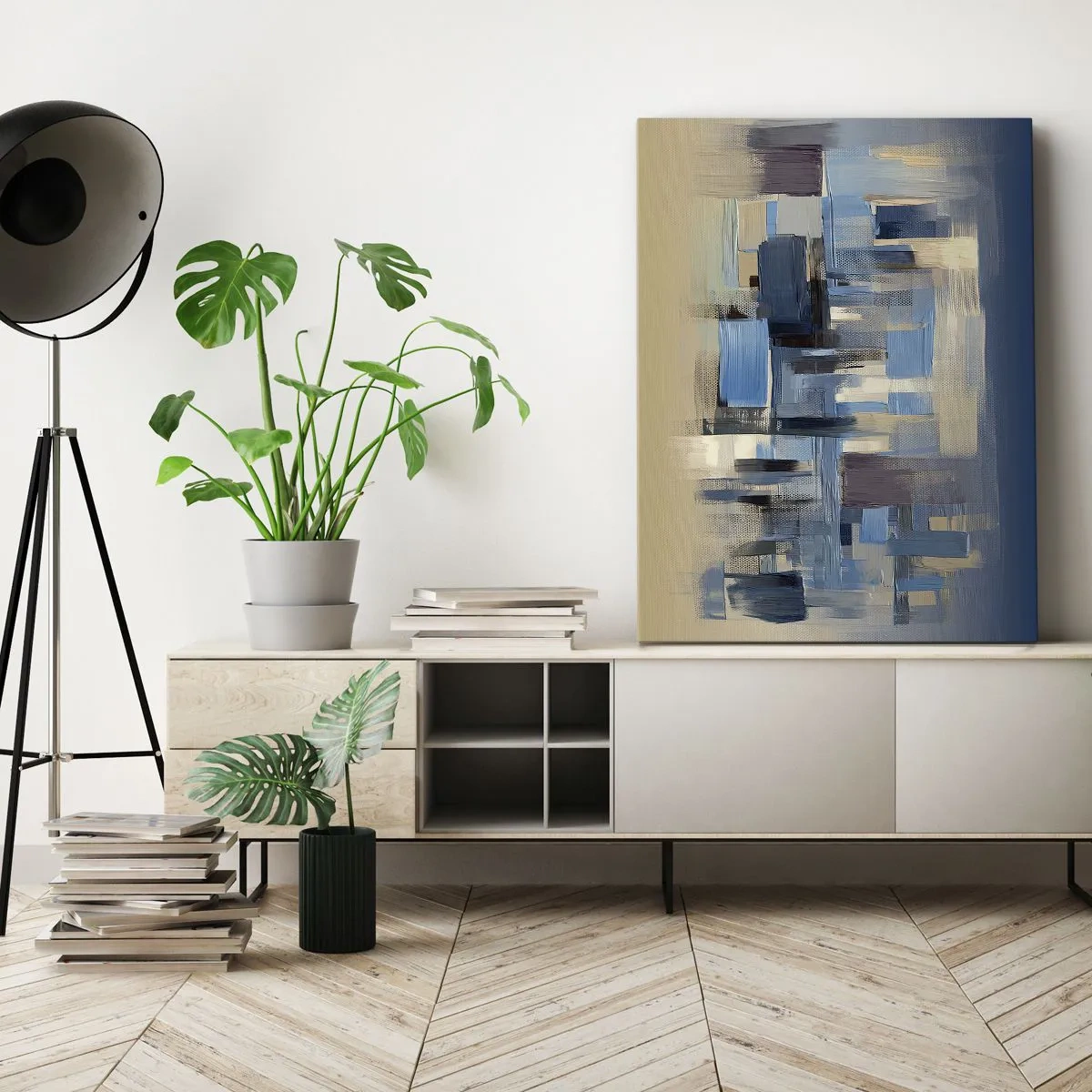 Tablou pe pânză - Construcție albastră - 50x70 cm