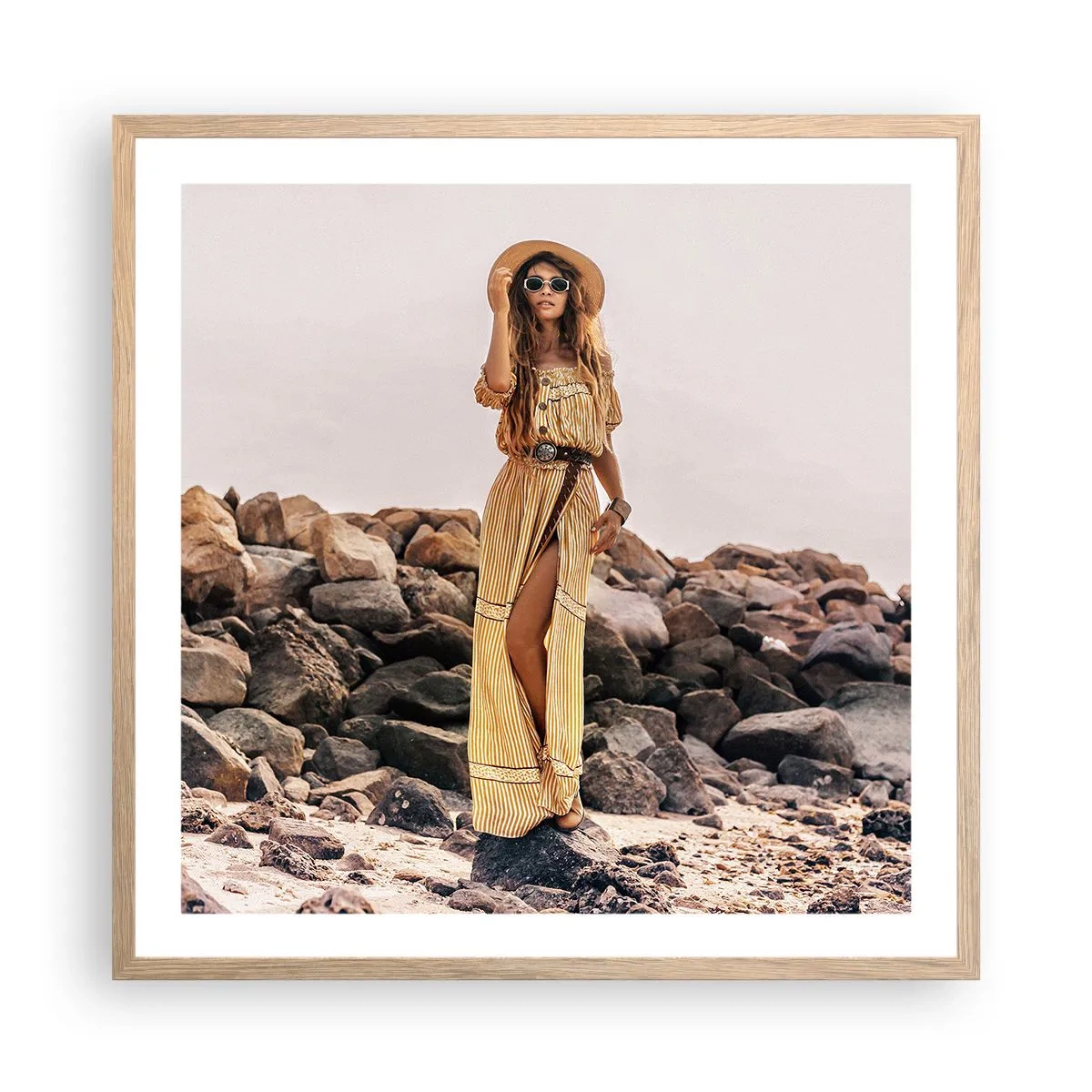 Poster în ramă de stejar deschis - Magia pietrelor - 60x60 cm