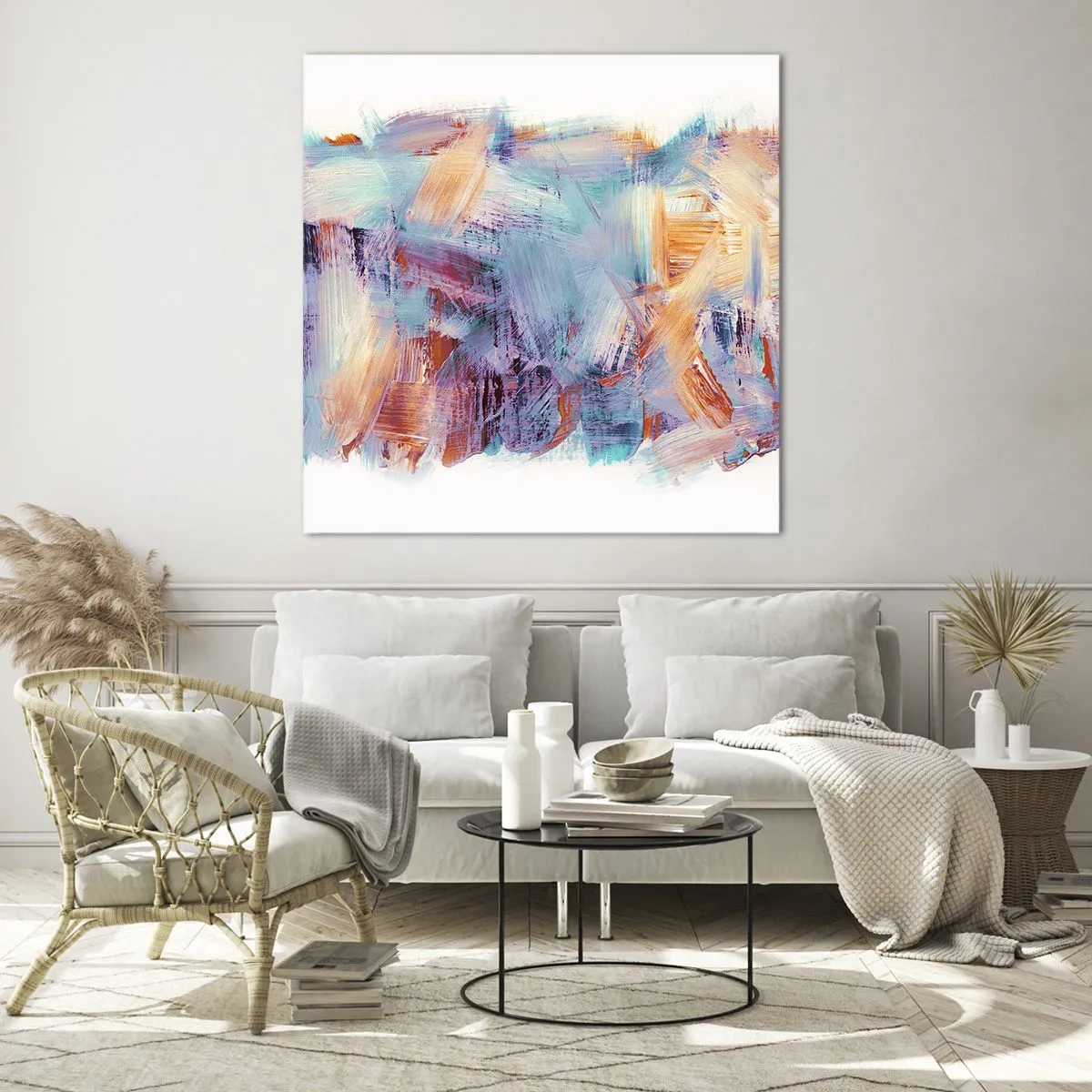 Tablou pe sticlă - O dezordine colorată - 50x50 cm