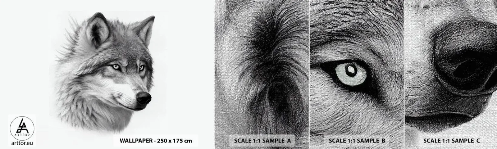 Mostră tapet Premium Canvas - Alfa - fără îndoială - Lup, Animal, scandinav - 100x30 cm