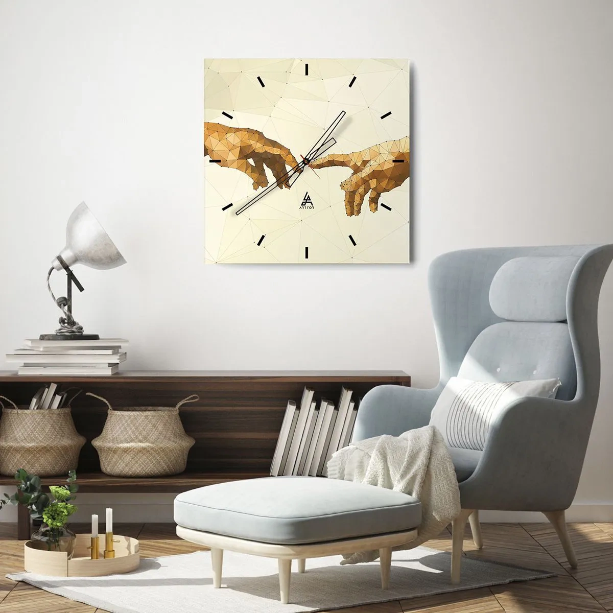 Ceas de perete - Ceas pe sticlă - Geometrie divină - 30x30 cm