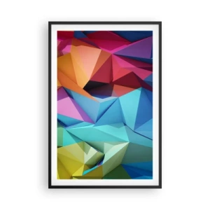 Poster în ramă neagră - Origami de curcubeu - 61x91 cm