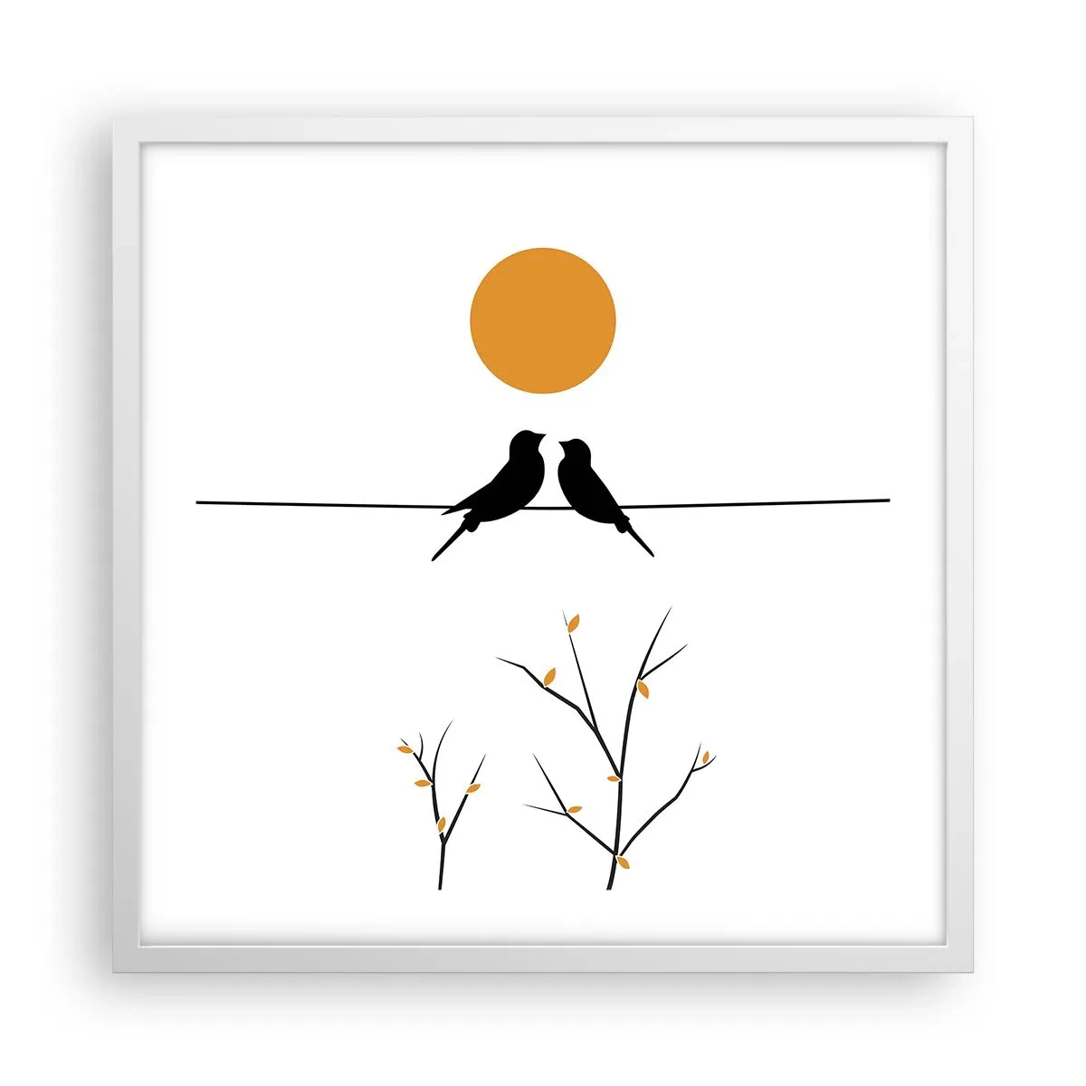 Poster în ramă albă - Seară cu privighetori - 50x50 cm