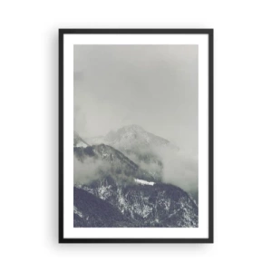 Poster în ramă neagră - Munți încețoșați cu o atmosferă misterioasă - 50x70cm - Valea cețoasă - Decorațiune modernă pentru perete pentru living și dormitor ARTTOR