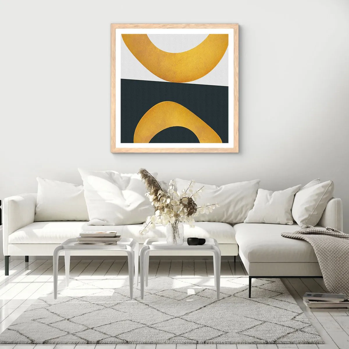 Poster în ramă de stejar deschis - În primul rând: aurul - 30x30 cm