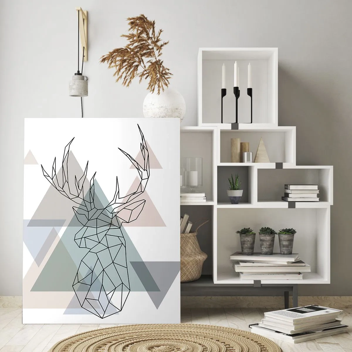 Tablou pe sticlă - Într-o pădure geometrică - 50x70 cm