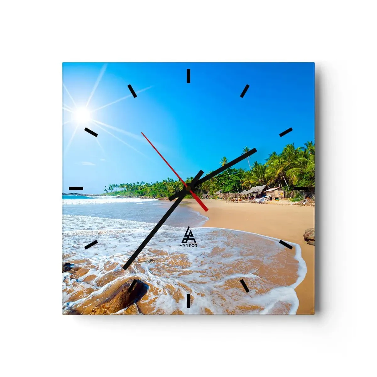 Ceas de perete - Ceas pe sticlă - Un loc exotic pentru tine - 40x40 cm