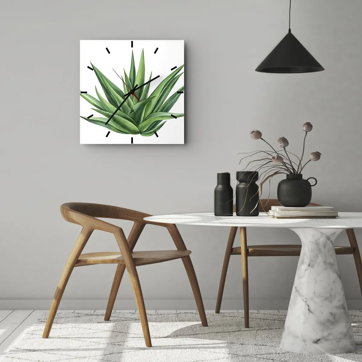 Ceas de perete - Ceas pe sticlă - Verde - putere - viață - 40x40 cm