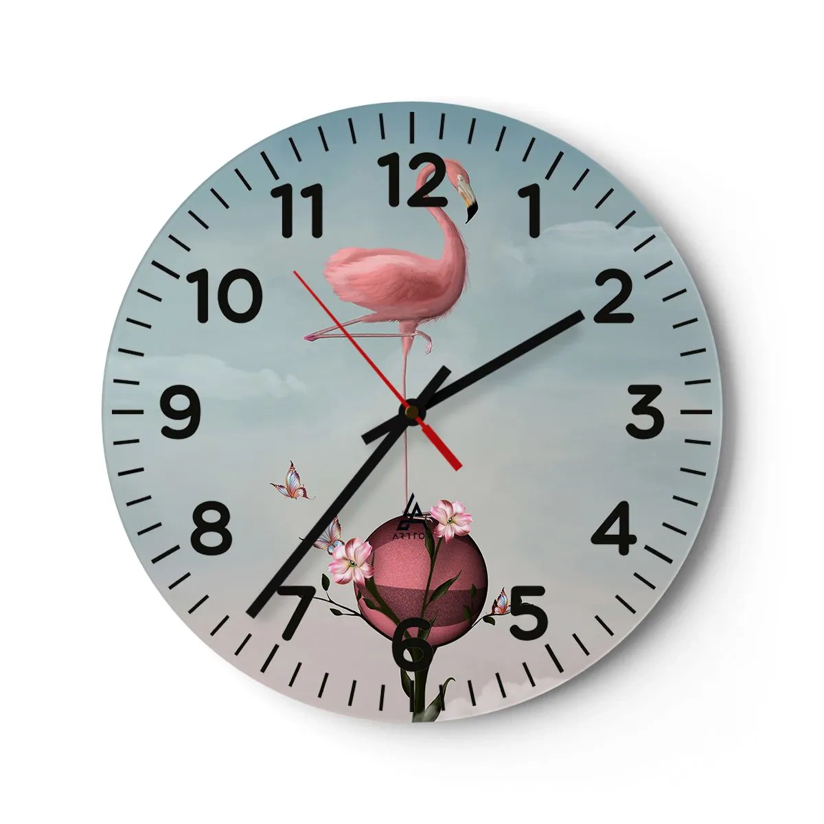 Ceas de perete - Ceas pe sticlă - Alegoria mingii de baschet - 30x30 cm