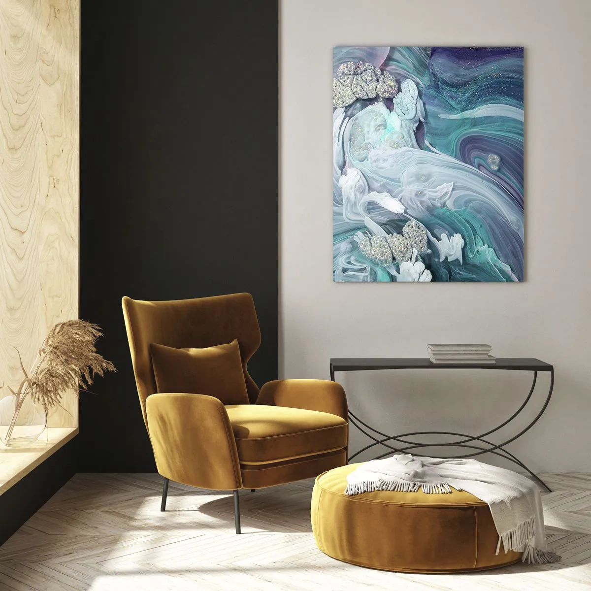 Tablou pe sticlă - Râuri de albastru - 70x100 cm