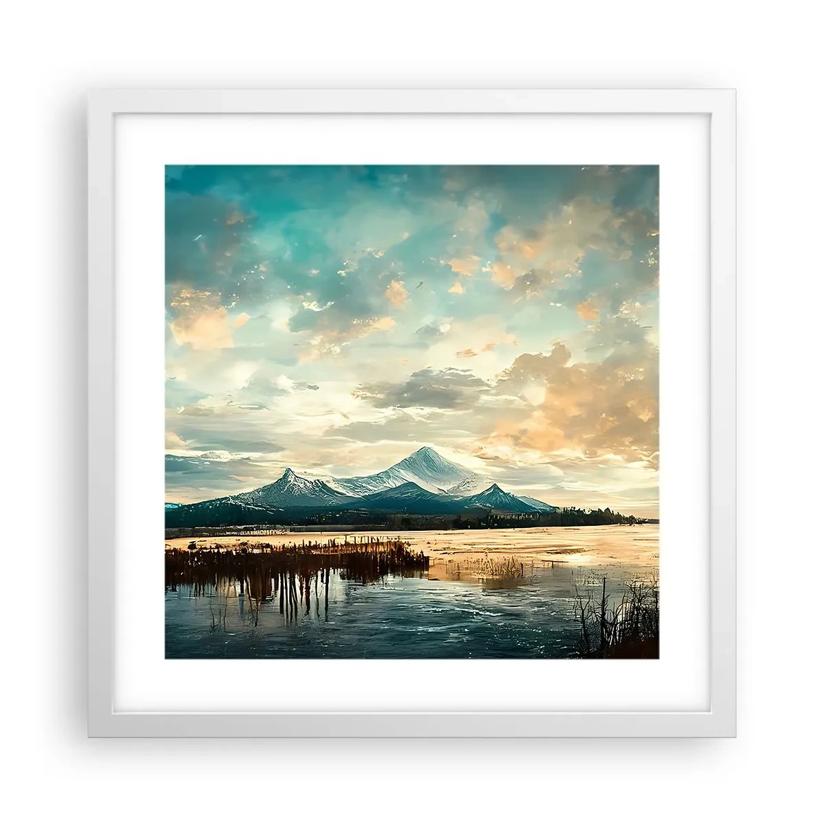 Poster în ramă albă - Sub protecția cerului - 40x40 cm