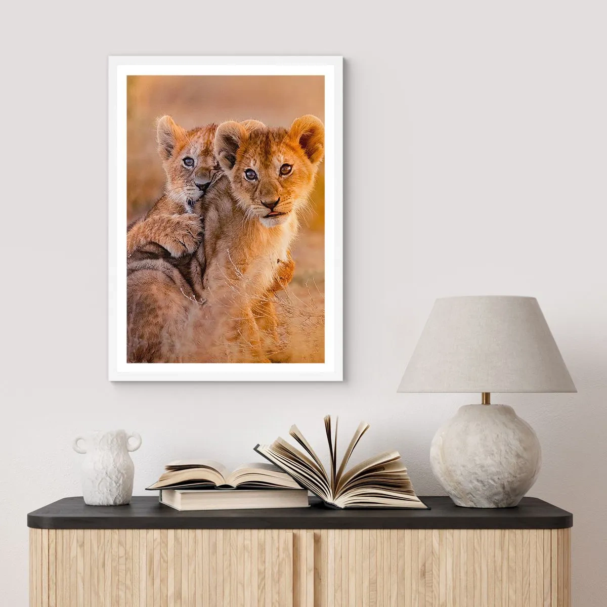 Poster în ramă albă - Nu deranjați! Ne distrăm - 70x100 cm