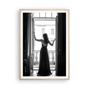 Poster în ramă de stejar deschis - Splendoare alb-negru - 70x100 cm