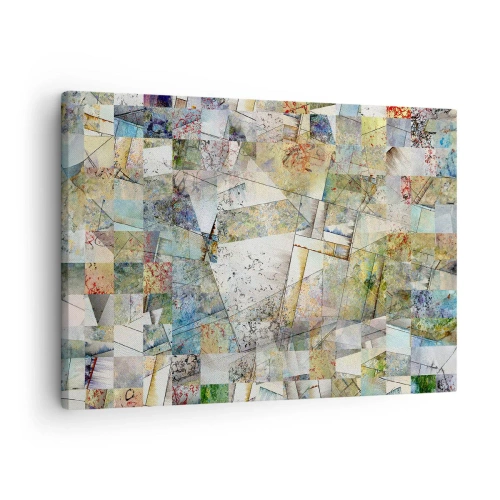 Tablou pe pânză Canvas - Abstracție colorată cu forme și linii geometrice - 70x50cm - Remaniere geometrică - Decorațiune modernă pentru perete pentru living și dormitor ARTTOR