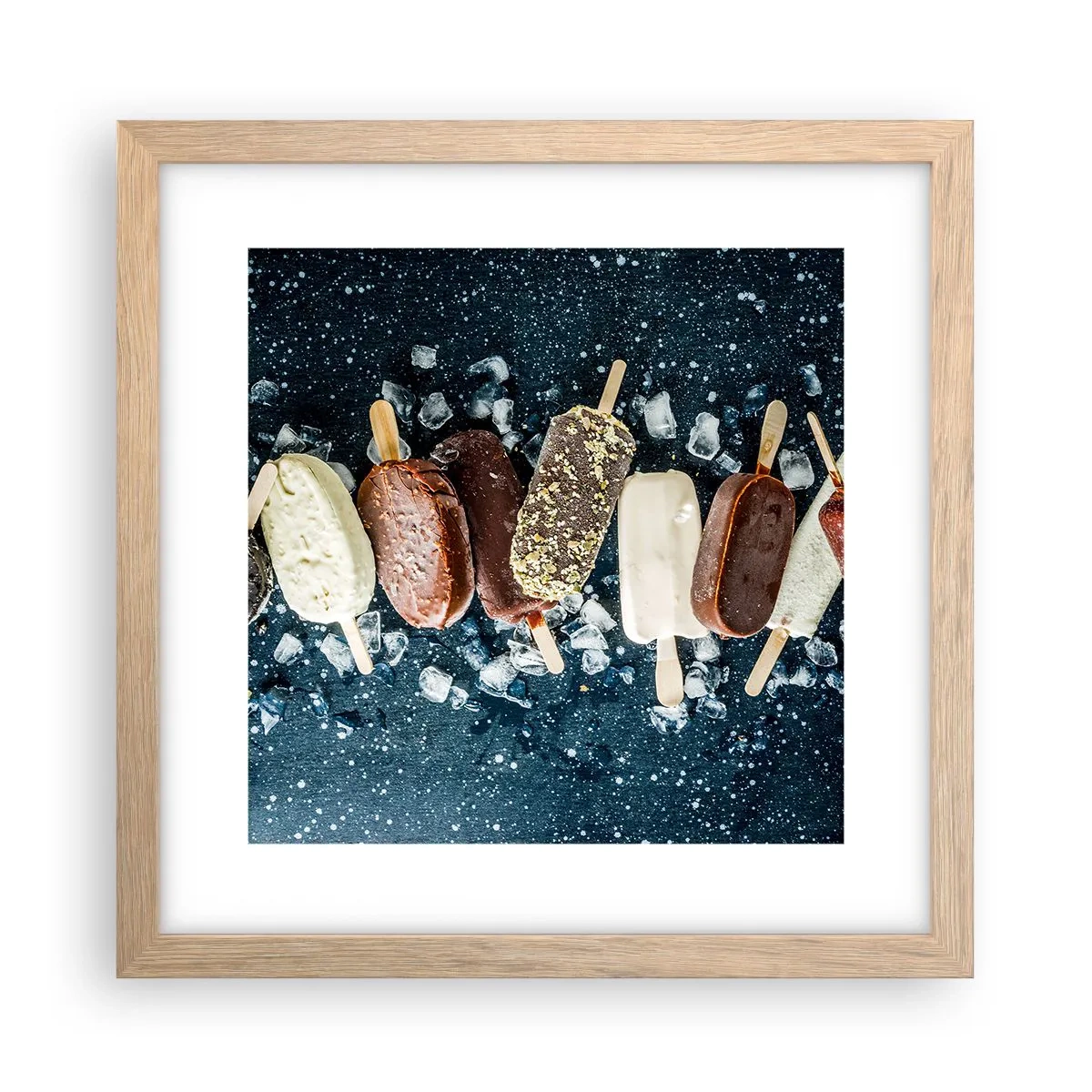 Poster în ramă de stejar deschis - Gustul unei veri fierbinți - 30x30 cm