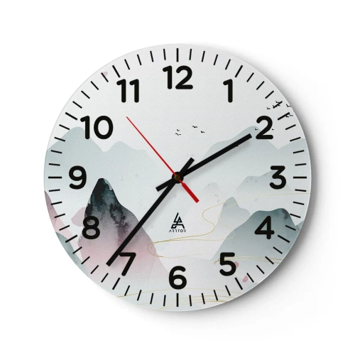 Ceas de perete - Ceas pe sticlă - Peste vârfuri - 30x30 cm