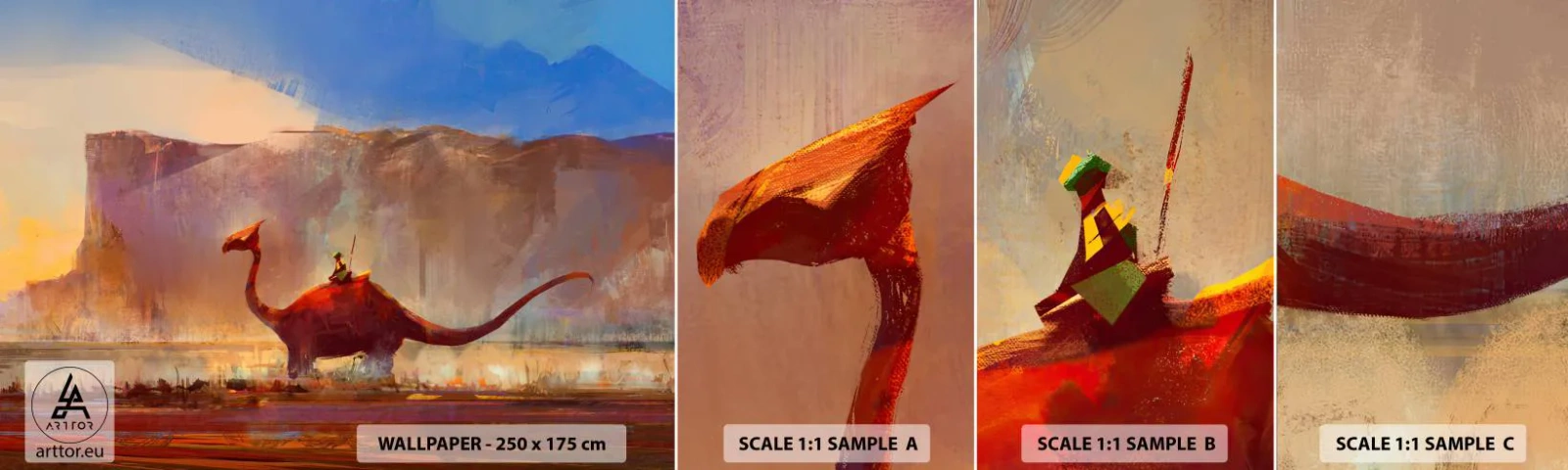 Mostră de Tapet Standard Eco - Dacă nu ar fi dispărut - Abstracția, Dinozaur, Fantezie - 100x30 cm