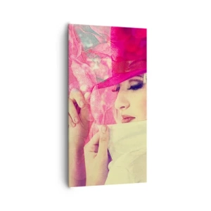 Tablou pe pânză - Portret retro în roz - 65x120 cm