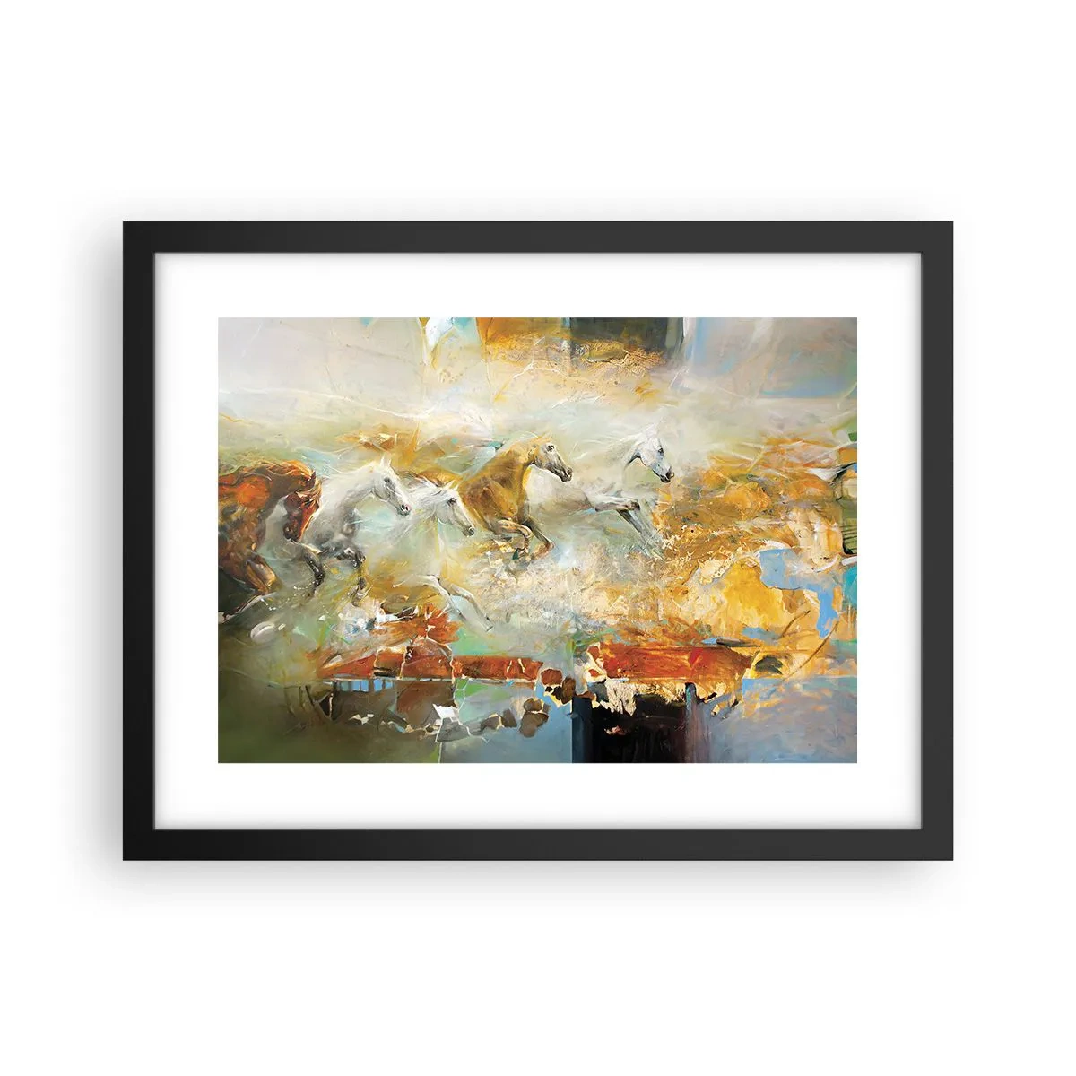 Poster în ramă neagră - Galopând prin lumină - 40x30 cm