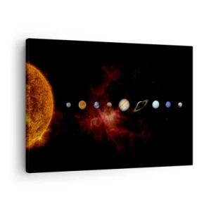 Tablou pe pânză Canvas - Sistemul solar cu planete pe fundalul spațiului - 70x50cm - Cartierul nostru - Decorațiune modernă pentru perete pentru living și dormitor ARTTOR