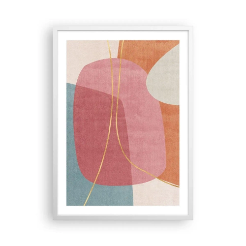 Poster în ramă albă - Compoziție pastel cu fir de aur - 50x70 cm