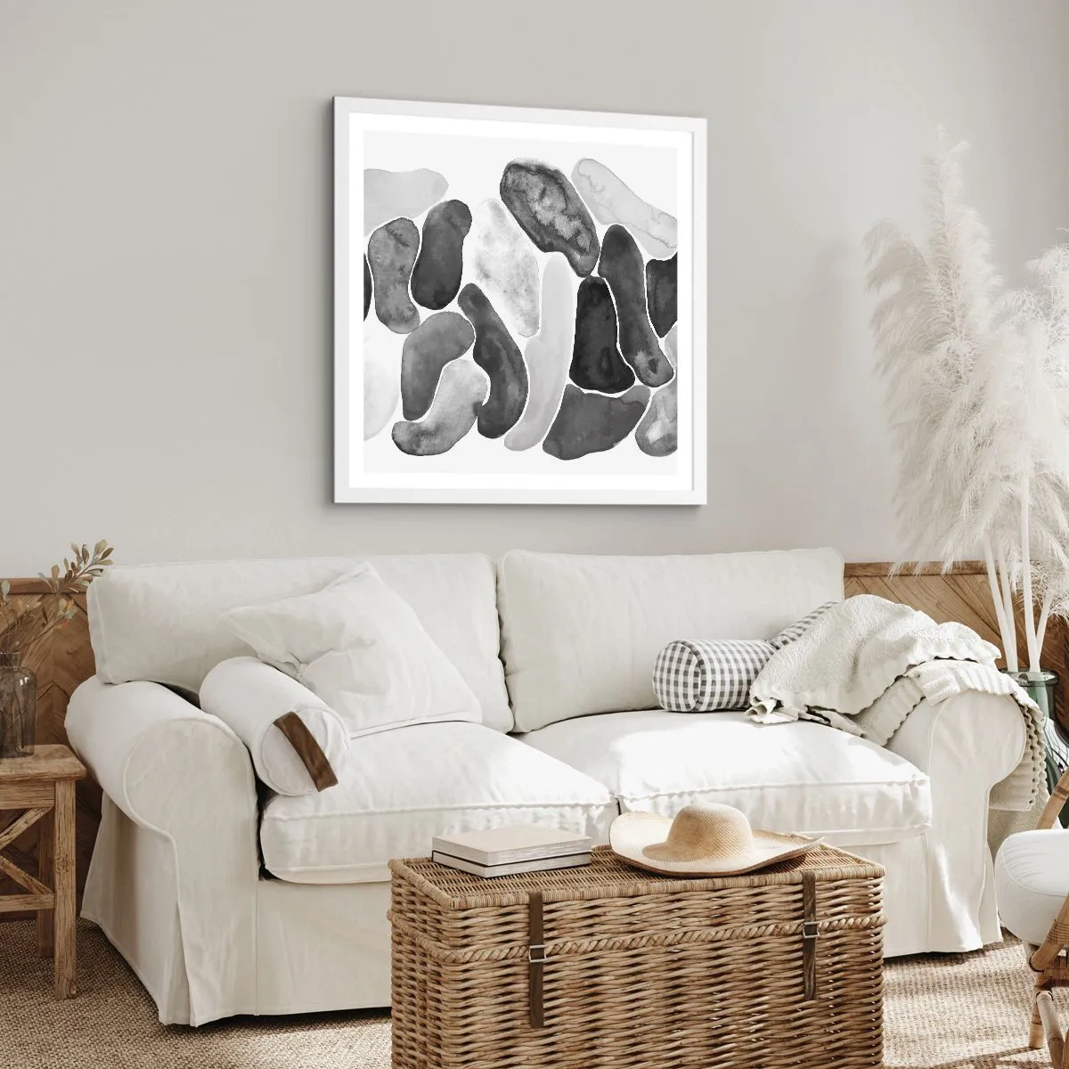 Poster în ramă albă - Abstracție pietroasă - 60x60 cm