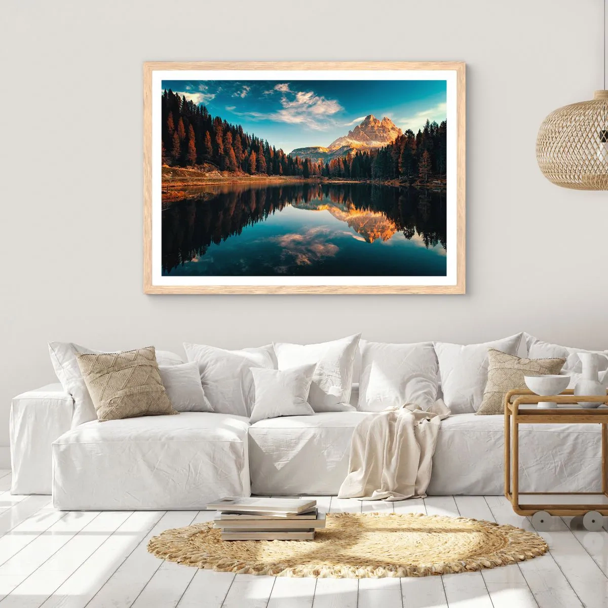 Poster în ramă de stejar deschis - Peisaj dublat - 100x70 cm