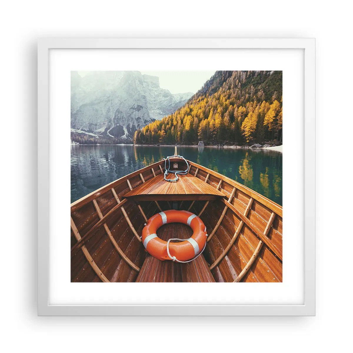 Poster în ramă albă - Excursie pe munte - 40x40 cm