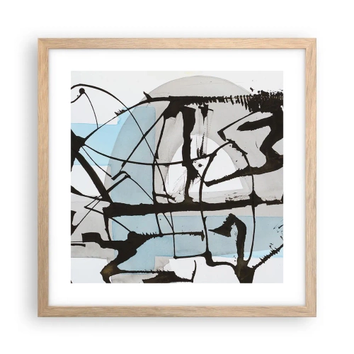 Poster în ramă de stejar deschis - Cu toate acestea, albastru - 40x40 cm