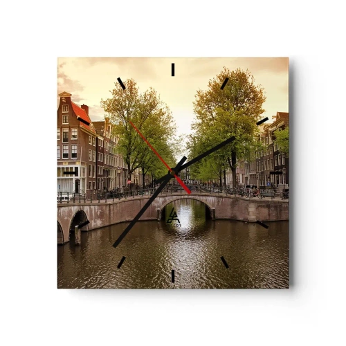 Ceas de perete - Ceas pe sticlă - Cu barca sau cu bicicleta? - 30x30 cm